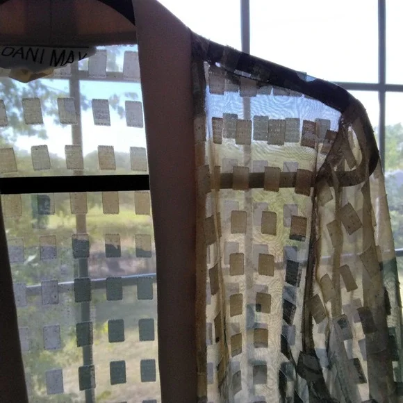 Vtg‎ Dani Max Women's 14 Sheer Burnout Open Topper Cardigan Boho Lagenlook - Picture 4 of 7